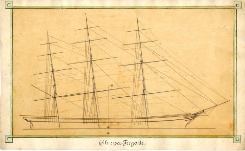 PPMHP 145859: Skica jedrenjaka clipper -fregatte • jedrenjak nava