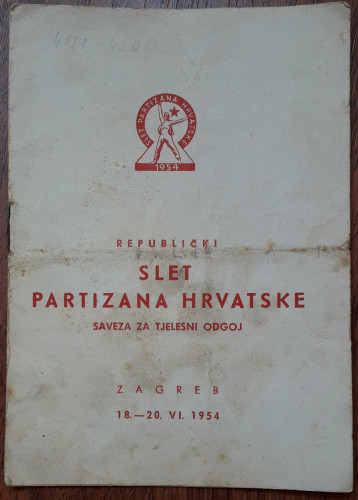 PPMHP 129201: Knjižica Republičkog sleta Partizana Hrvatske - Saveza za tjelesni odgoj 1954.