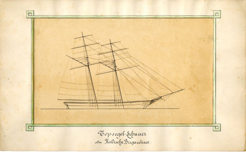 PPMHP 145858: Skica jedrenjaka škuner (topsegel-scuner)