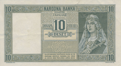 PPMHP 139801: 10 dinara - Kraljevina Jugoslavija