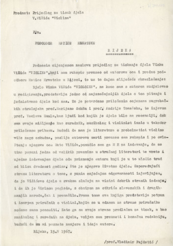 PPMHP 144995/5: Dopis V. Fajdetića upućen Pododboru Matice Hrvatske