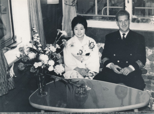 PPMHP 141823: Miss Yokohama i kapetan Tonko Gamulin na prijemu povodom prvog putovanja broda Baška