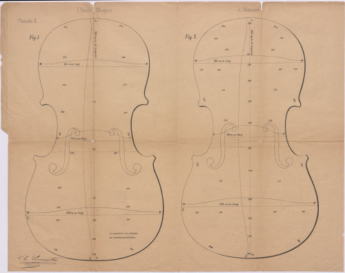 PPMHP 141127: J. Paolo Magini. / J. Steiner. • Usporedni crteži zvučnica dviju violina Magginijeve i Steinera.