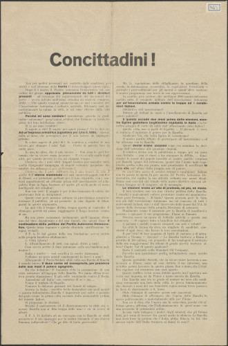 PPMHP 103131: Letak "Concittadini!" koji Ruggero Gotthardi izdaje protiv Ricarda Zanelle