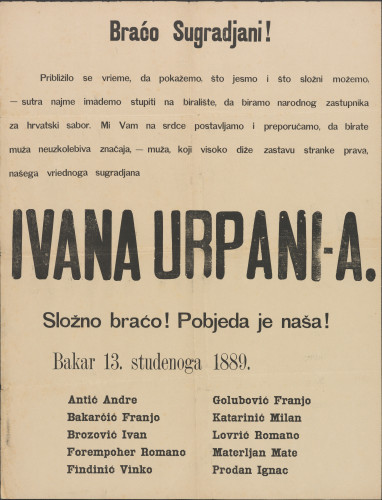 PPMHP 105334: Izborni plakat Ivana Urpania u Bakru