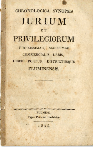 PPMHP 127119: Chronologica synopsis jurium et privilegiorum
