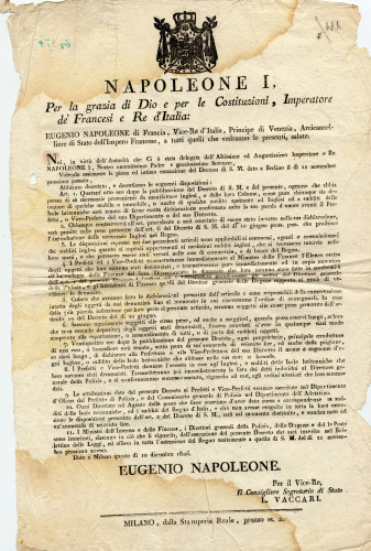 PPMHP 116439: Proglas o načinu provedbe Napoleonove pomorske blokade Britanskog otočja