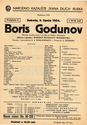 PPMHP 116481: Letak za predstvu Boris Godunov