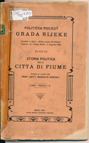 PPMHP 149370: Politička povjest grada Rijeke • Storia politica dela cittá di Fiume