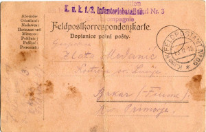 PPMHP 109168: Dopisnica za Zlatu Medanić veljača 1915. godine