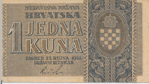 PPMHP 140916: 1 kuna- tzv. Nezavisna Država Hrvatska