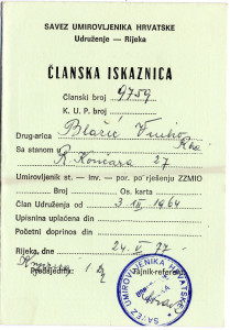PPMHP 113981: Članska iskaznica Vinka Blažić