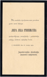 PPMHP 113755: Osmrtnica Josipa Jurja Strossmayera