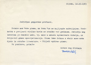 PPMHP 144992/3: Pismo Vinka Višića upućeno prof. Svetoliku Pašćan-Kojanovu
