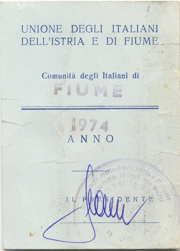PPMHP 108106: Iskaznica Unione degli Italiani dell'Istria e di Fiume