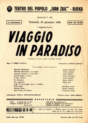 PPMHP 118231: Letak za predstavu Viaggio in paradiso