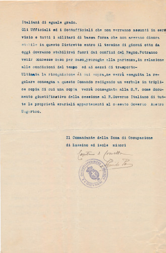 PPMHP 137803: Pismo zapovjedniku Drachsleru zapovjedniku okupacijske zone Lošinjskog otočja