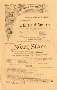 PPMHP 115544: Oglas za melodramu L'Elisir d'Amore i ples Nozze Slave • L'Elisir d'Amore - melodramma in 3 atti • Nozze Slave