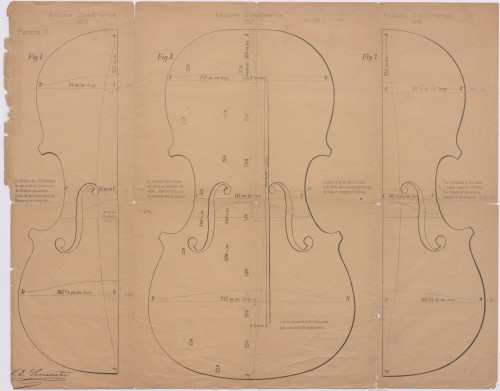 PPMHP 141130: Antoine Stradivarius. 1670. / Antoine Stradivarius. 1707. / Antoine Stradivarius. 1696. • Usporedni crteži zvučnica triju Stradivarijevih violina: 1670., 1707., 1696.