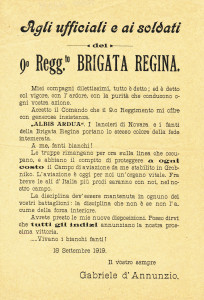 PPMHP 140391: Agli ufficiali e ai soldati del 9. Regg.to Brigata Regina