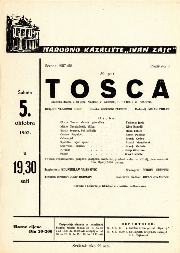 PPMHP 119361: Oglas za predstavu Tosca