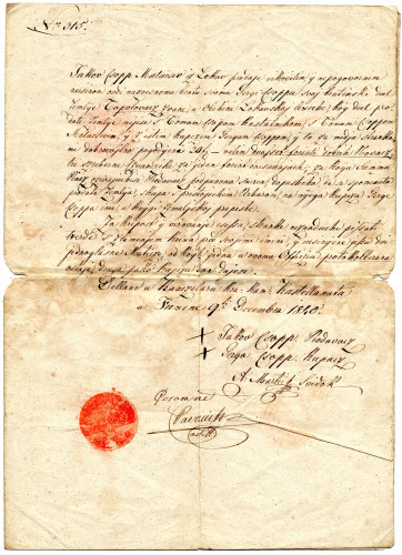 PPMHP 109933: Kupoprodajni ugovor Jakova Čopa iz Lokvi 1840. Godine