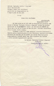 PPMHP 113980: Dopis Zaklade "Zakladne Bolnice Zagreb" Zori Fućak