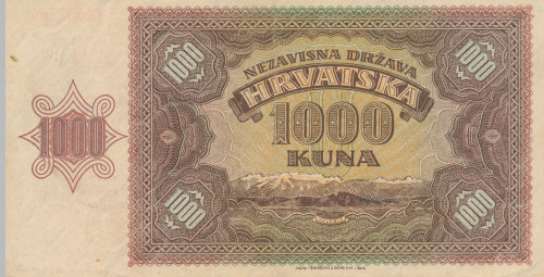 PPMHP 140974: 1000 kuna - tzv. Nezavisna Država Hrvatska