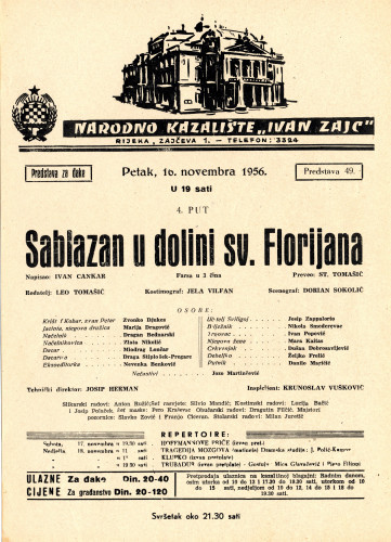 PPMHP 118893: Oglas za predstavu Sablazan u dolini sv. Florijana