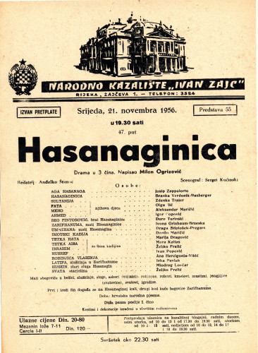 PPMHP 118537: Oglas za predstavu Hasanaginica
