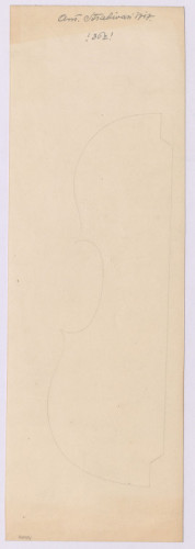 PPMHP 141704: Crtež lijeve polovice zvučnice i f otvora viole Stradivari 1717. • Ant. Stradivari 1717.