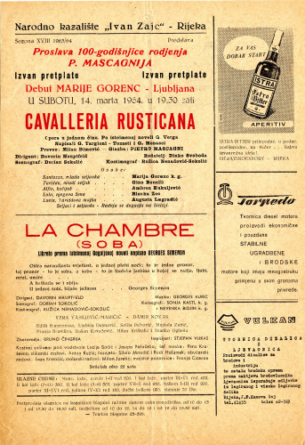 PPMHP 117607: Letak za predstavu Cavalleria Rusticana i La chambre