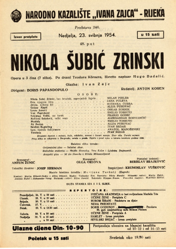 PPMHP 116555: Letak za predstavu Nikola Šubić Zrinski