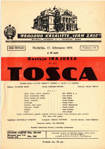 PPMHP 119357: Oglas za predstavu Tosca
