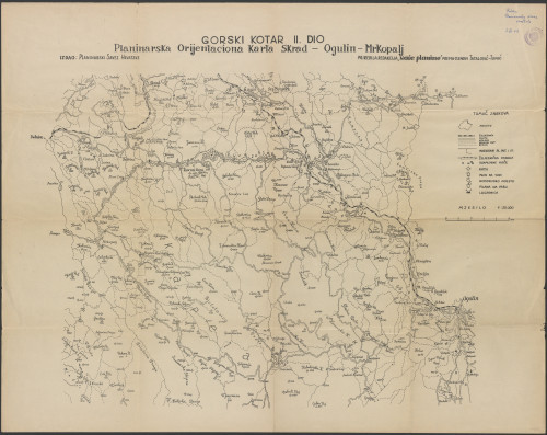 PPMHP 153851: Gorski kotar II. dio - Planinarska orijentaciona Karta Skrad - Ogulin - Mrkopalj