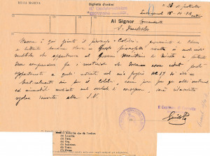 PPMHP 137646: Telegram s torpiljarke Giovanni Acerbi zapovjedniku Slavomiru Drachsleru