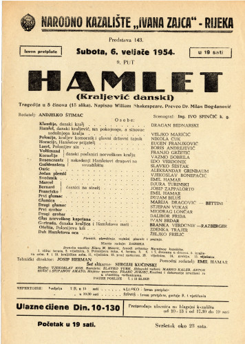PPMHP 116995: Letak za predstavu Hamlet