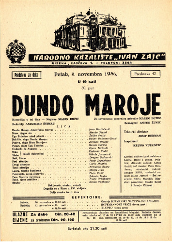 PPMHP 118614: Oglas za predstavu Dundo Maroje