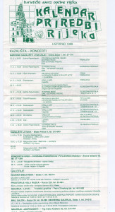PPMHP 115211: Kalendar priredbi Rijeka, listopad 1989.