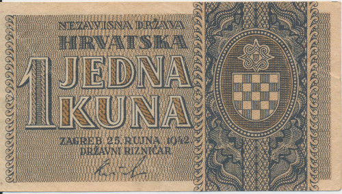 PPMHP 140918: 1 kuna- tzv. Nezavisna Država Hrvatska