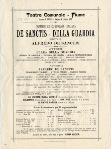 PPMHP 115989: Plakat za gostovanje talijanske dramske grupe De Sanctis - Della Guardia u riječkom kazalištu