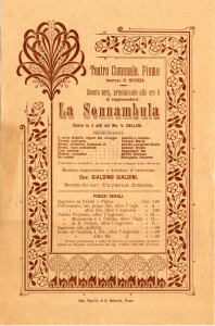 PPMHP 115488: Oglas za operu La Sonnambula • La Sonnambula - opera in 3 atti del Mo. V. Bellini