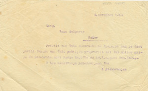PPMHP 108354: Dopis za Tomu Gašparca