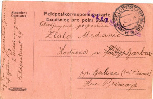 PPMHP 109169: Dopisnica za Zlatu Medanić travanj 1915.