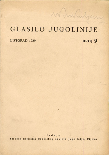 PPMHP 160698: Glasilo Jugolinije • Broj 9, listopad 1959
