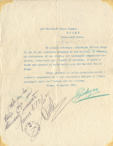 PPMHP 108989: Dopis talijanskoj carinskoj upravi na mostu na Rječini