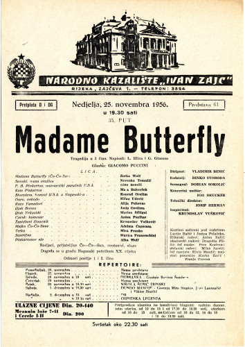 PPMHP 118526: Oglas za predstavu Madam Butterfly