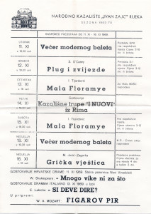 PPMHP 115290: Raspored predstava od 11.XI - 16. XI 1969.