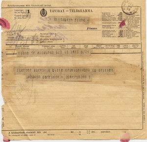 PPMHP 107694: Telegram Elisabeth Fiume iz Kisvarde