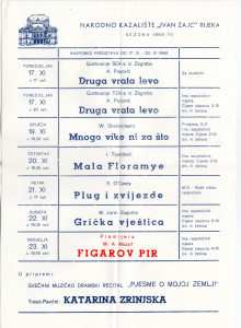 PPMHP 115274: Raspored kazališnih predstava od 17. 11. do 23. 11. 1969.